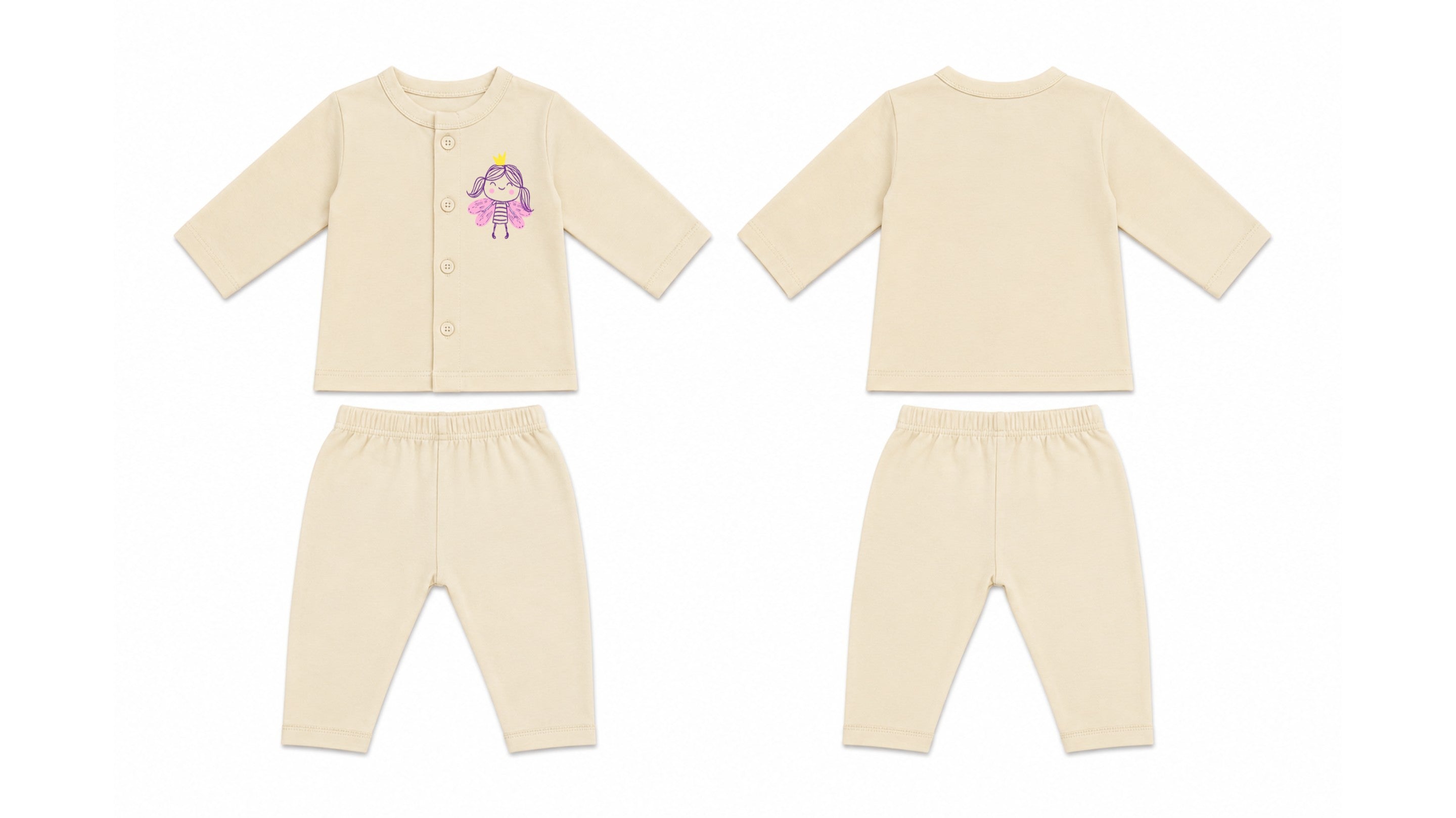 Jabla + Pajama: Premium Cotton-Blend "Little Fairy" Beige Casual Essentials