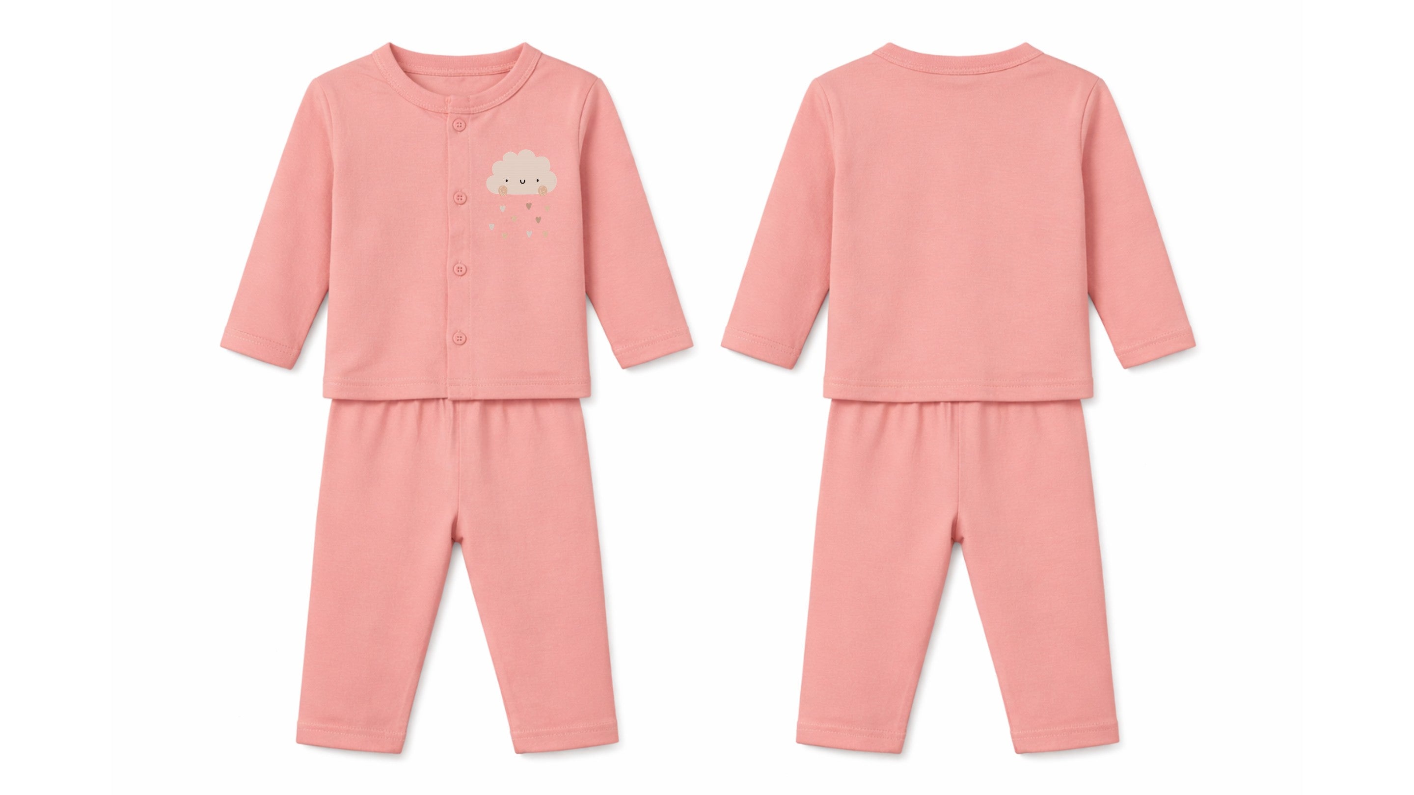 Jabla + Pajama: Premium Cotton-Blend "Cloud Hearts" Pink Casual Essentials