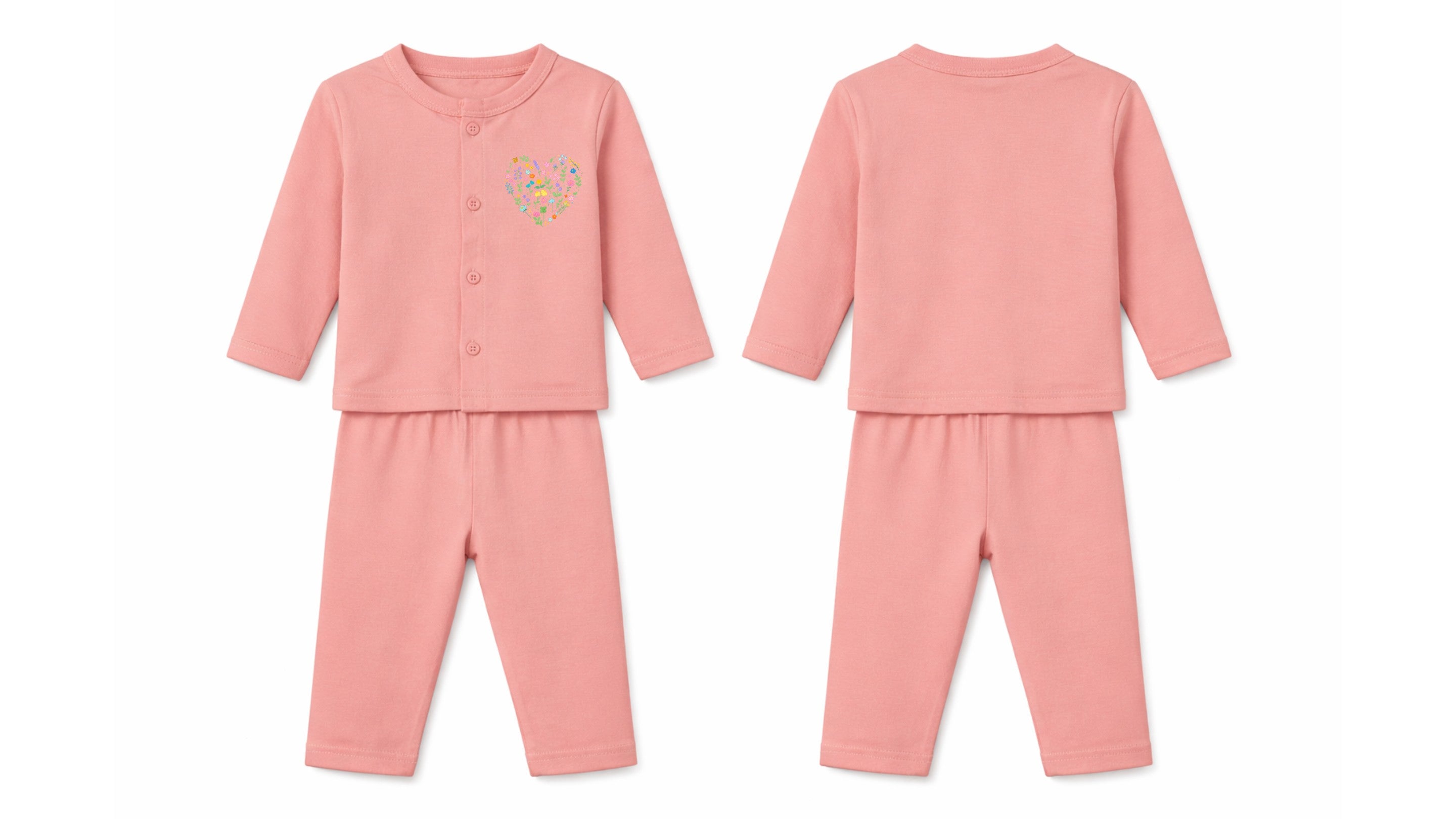 Jabla + Pajama: Premium Cotton-Blend "Flower Hearts Mini" Pink Casual Essentials
