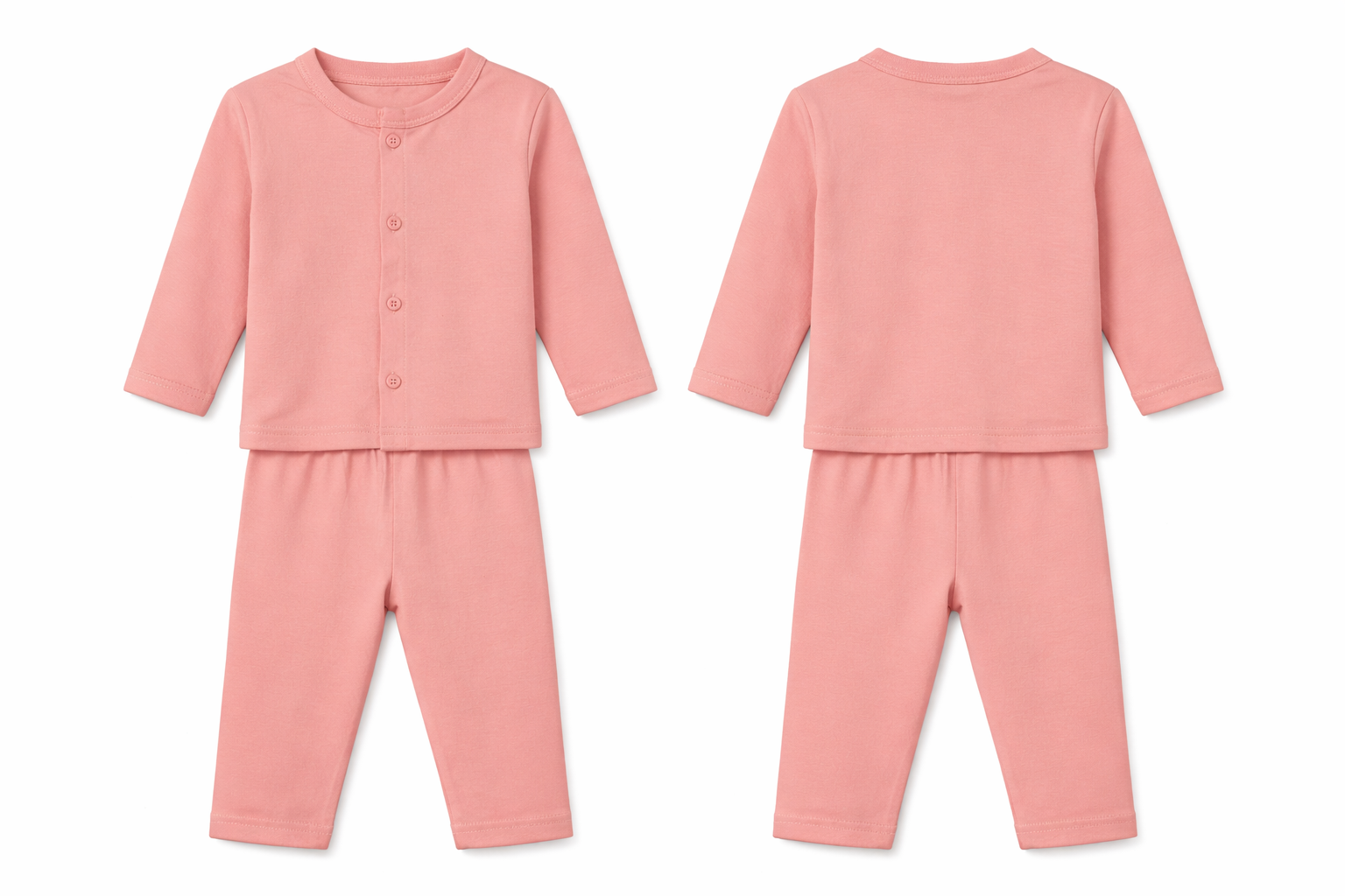 Jabla Pajama Set Peach Pink Soft Button Front