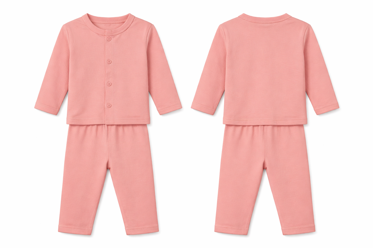 Jabla Pajama Set Peach Pink Soft Button Front
