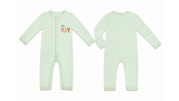 Sleeping Suit: Premium Cotton-Blend "Lets Play" Mint Green Casual Essentials