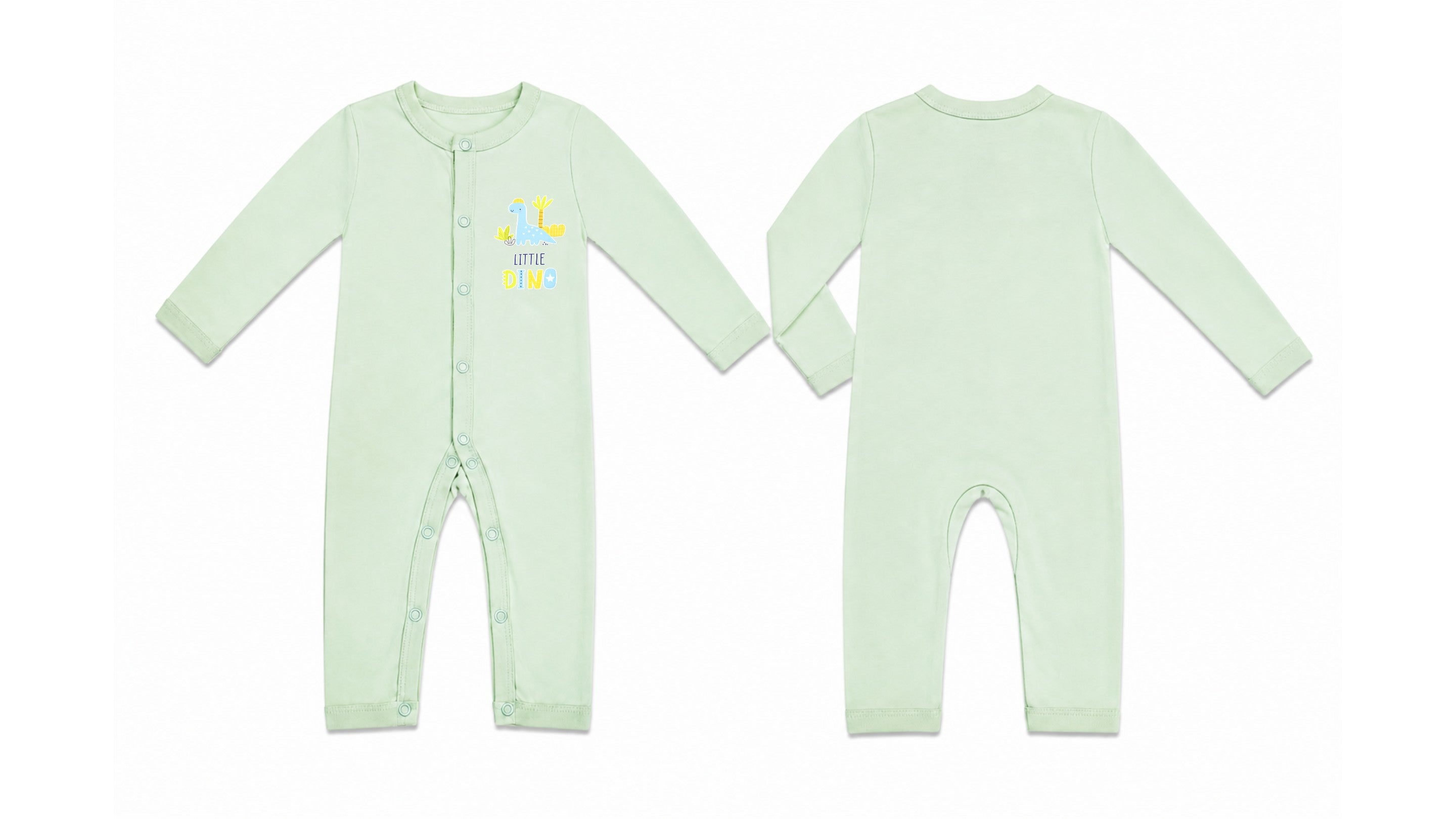 Sleeping Suit: Premium Cotton-Blend "Little Dino Mini" Mint Green Casual Essentials