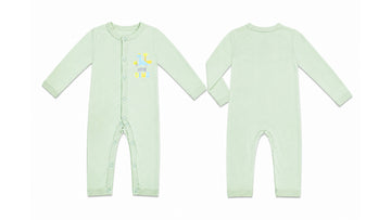 Sleeping Suit: Premium Cotton-Blend "Little Dino Mini" Mint Green Casual Essentials