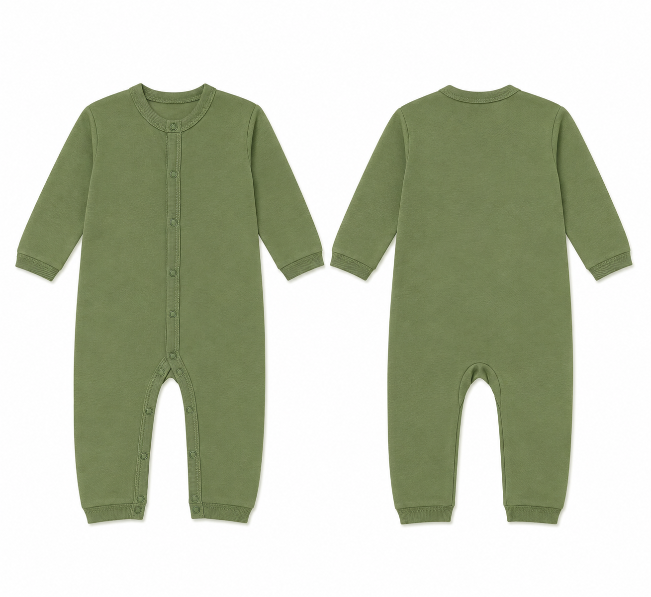 Baby's Solid Olive Green Sleeping Suit (SOLID)