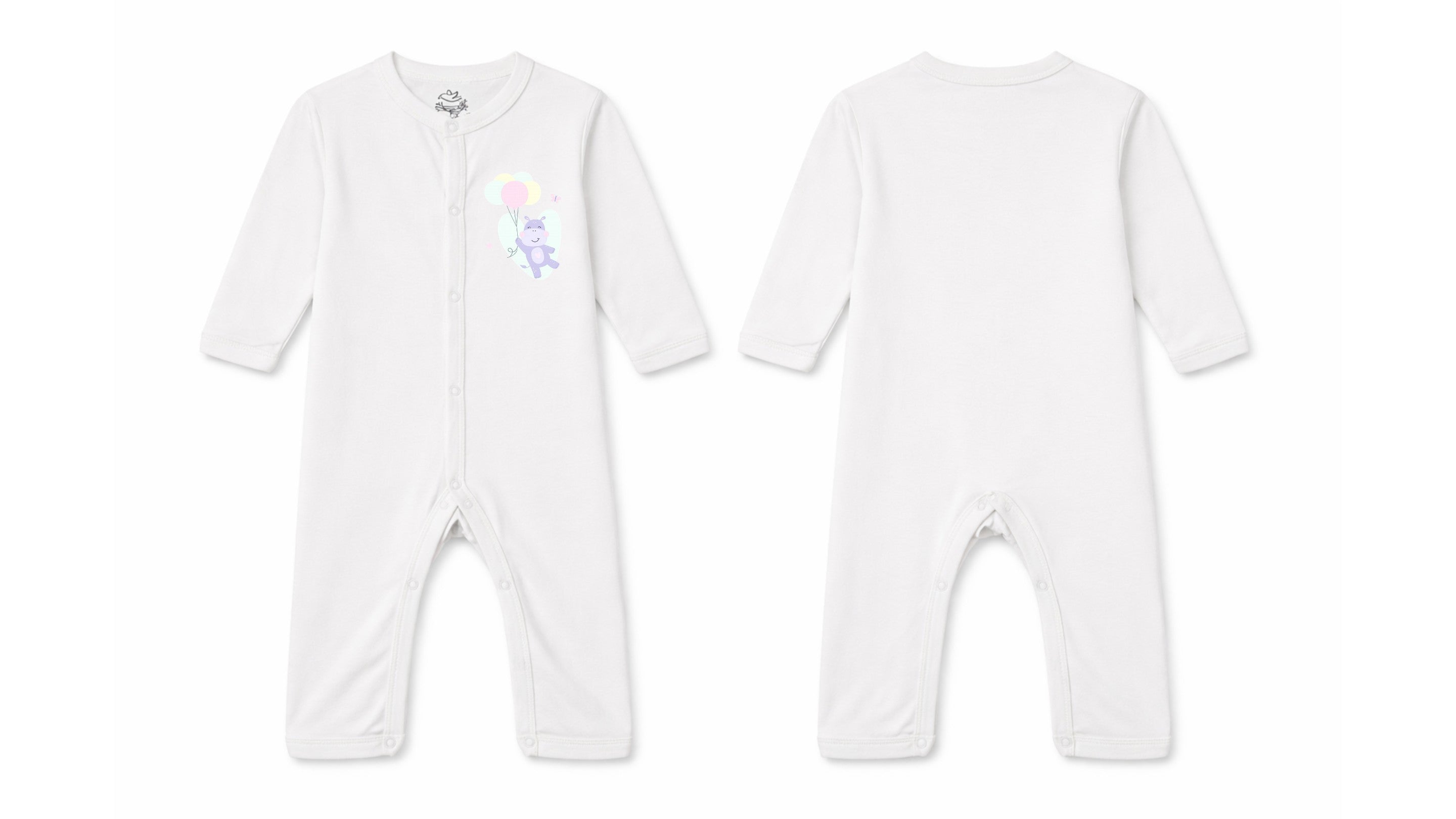 Sleeping Suit: Premium Cotton-Blend "Hippo Balloon" White Casual Essentials