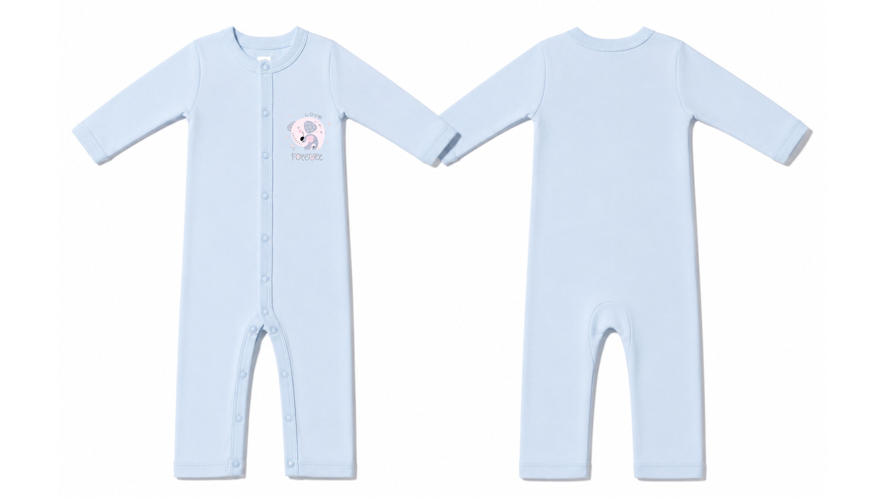 Sleeping Suit: Premium Cotton-Blend "Love Forever" Light Blue Casual Essentials