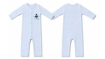 Sleeping Suit: Premium Cotton-Blend "Space Plane" Light Blue Casual Essentials