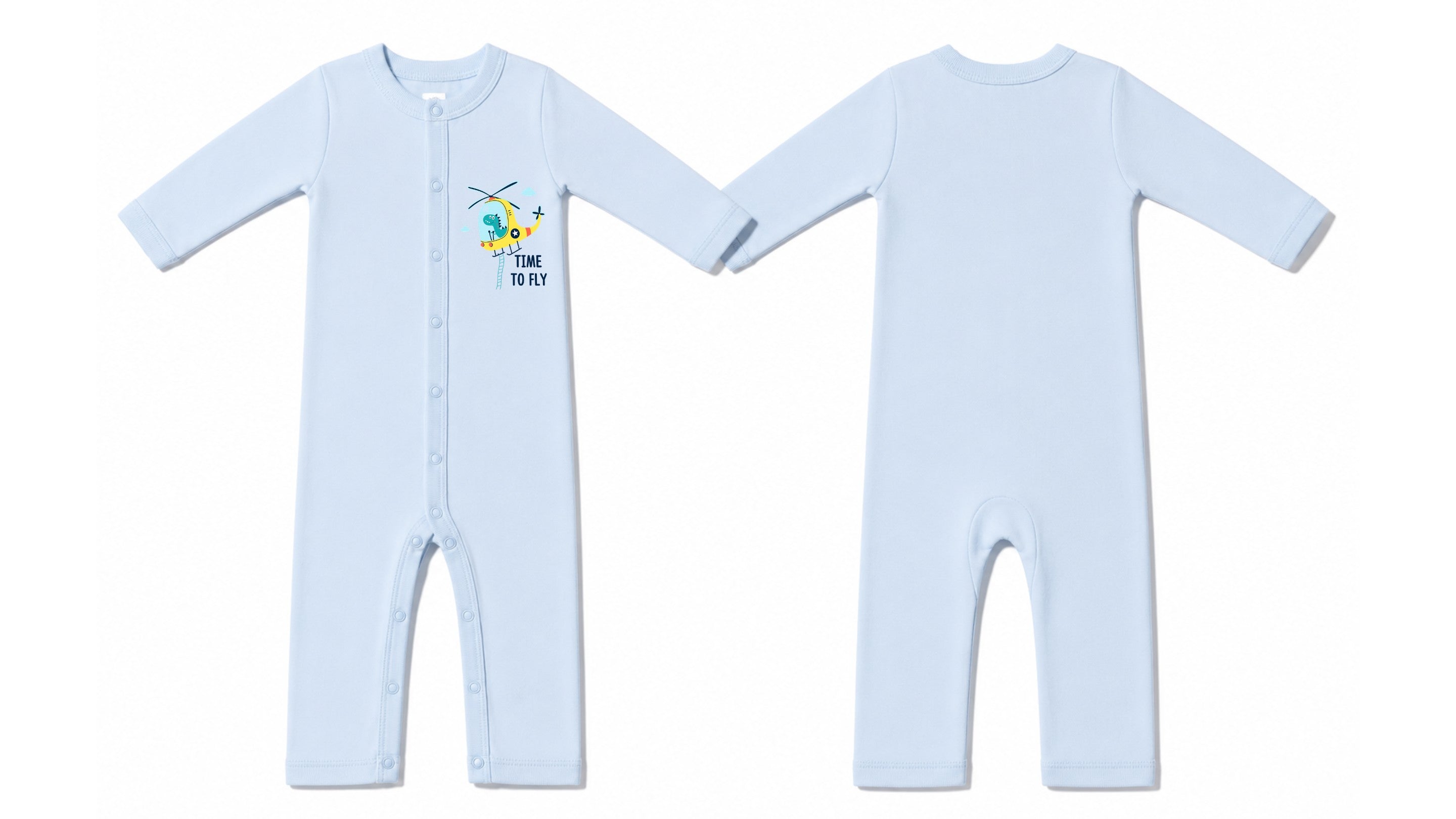 Sleeping Suit: Premium Cotton-Blend "Time To Fly" Light Blue Casual Essentials