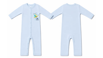 Sleeping Suit: Premium Cotton-Blend "Time To Fly" Light Blue Casual Essentials