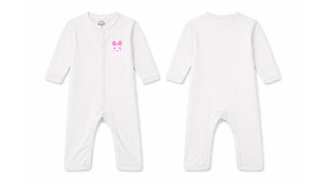 Sleeping Suit: Premium Cotton-Blend "Pink Star" White Casual Essentials