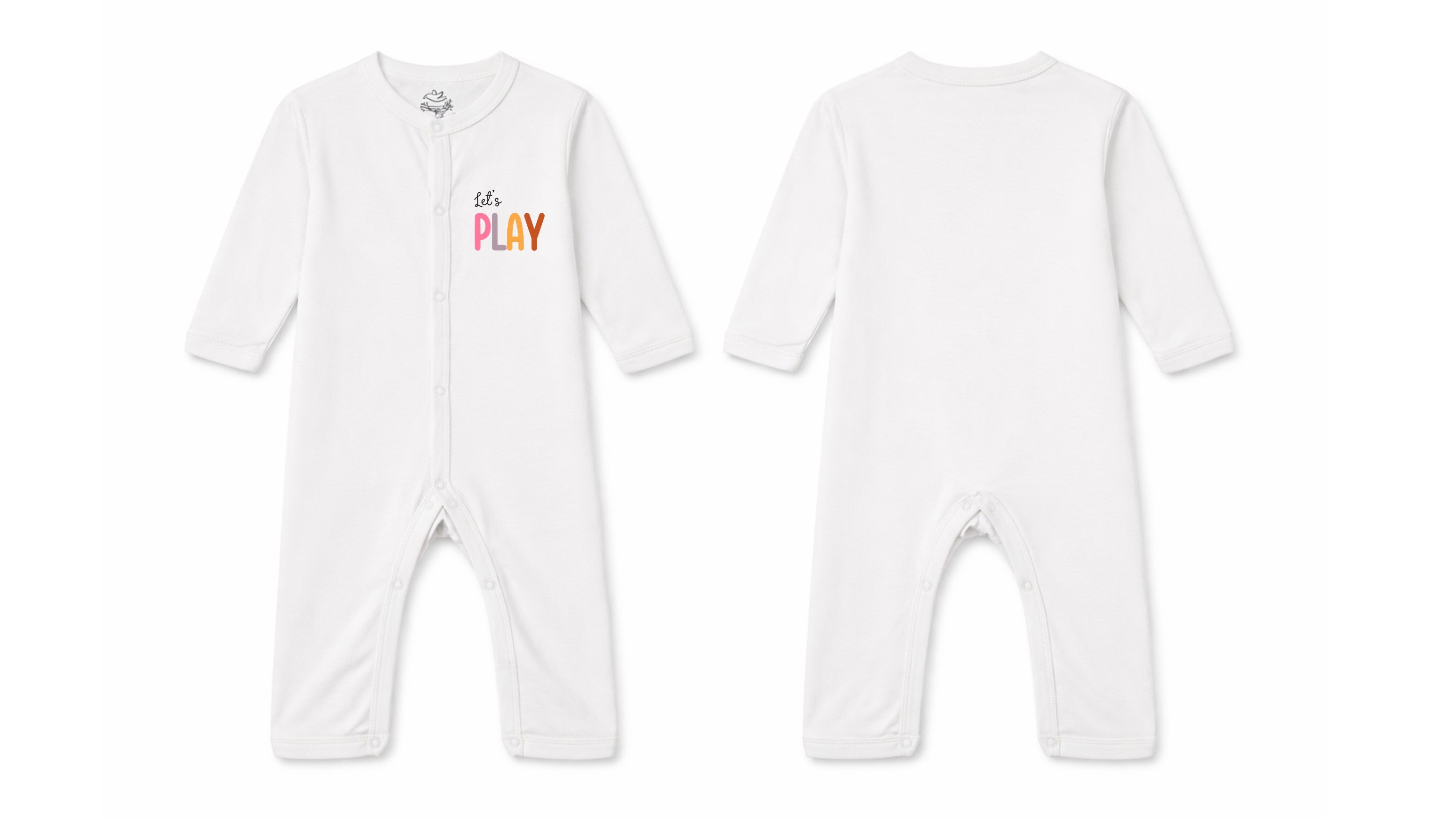 Sleeping Suit: Premium Cotton-Blend "Lets Play" White Casual Essentials