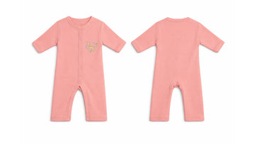 Sleeping Suit: Premium Cotton-Blend "Flower Heart Mini" Pink Casual Essentials