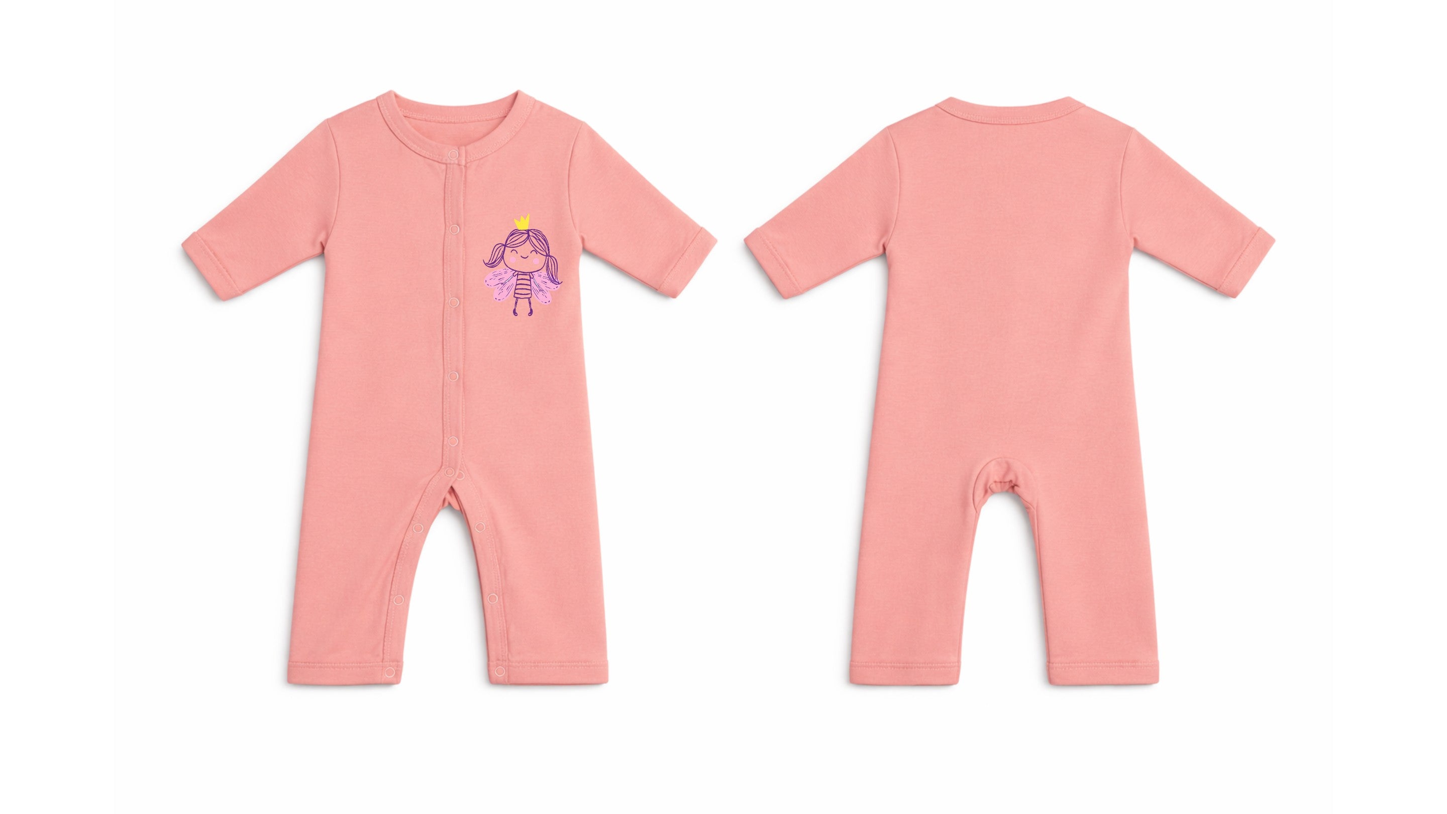 Sleeping Suit: Premium Cotton-Blend "Little Fairy" Pink Casual Essentials