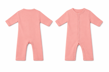 Sleeping Suit Peach Pink Soft Button Front Full Sleeve