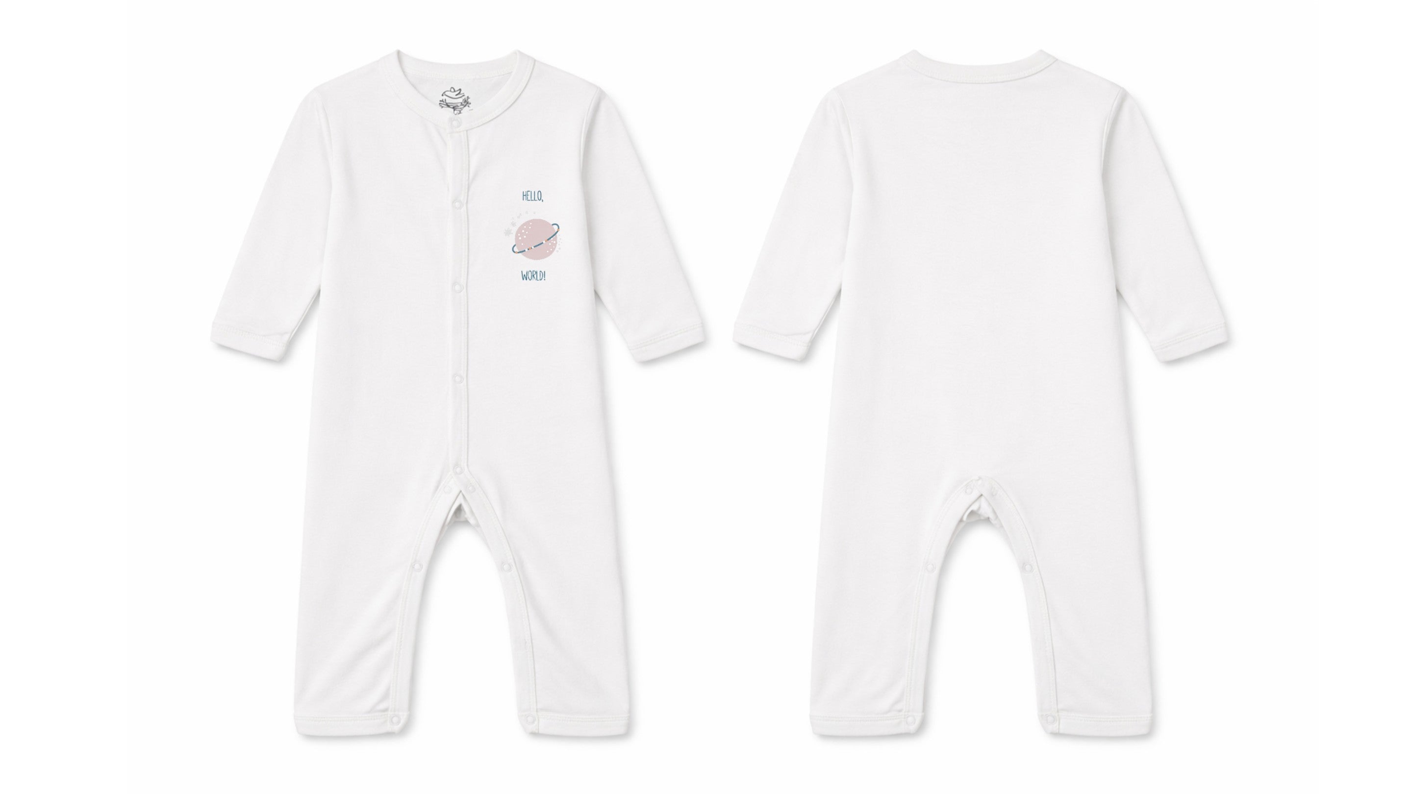 Sleeping Suit: Premium Cotton-Blend "Hello World" White Casual Essentials