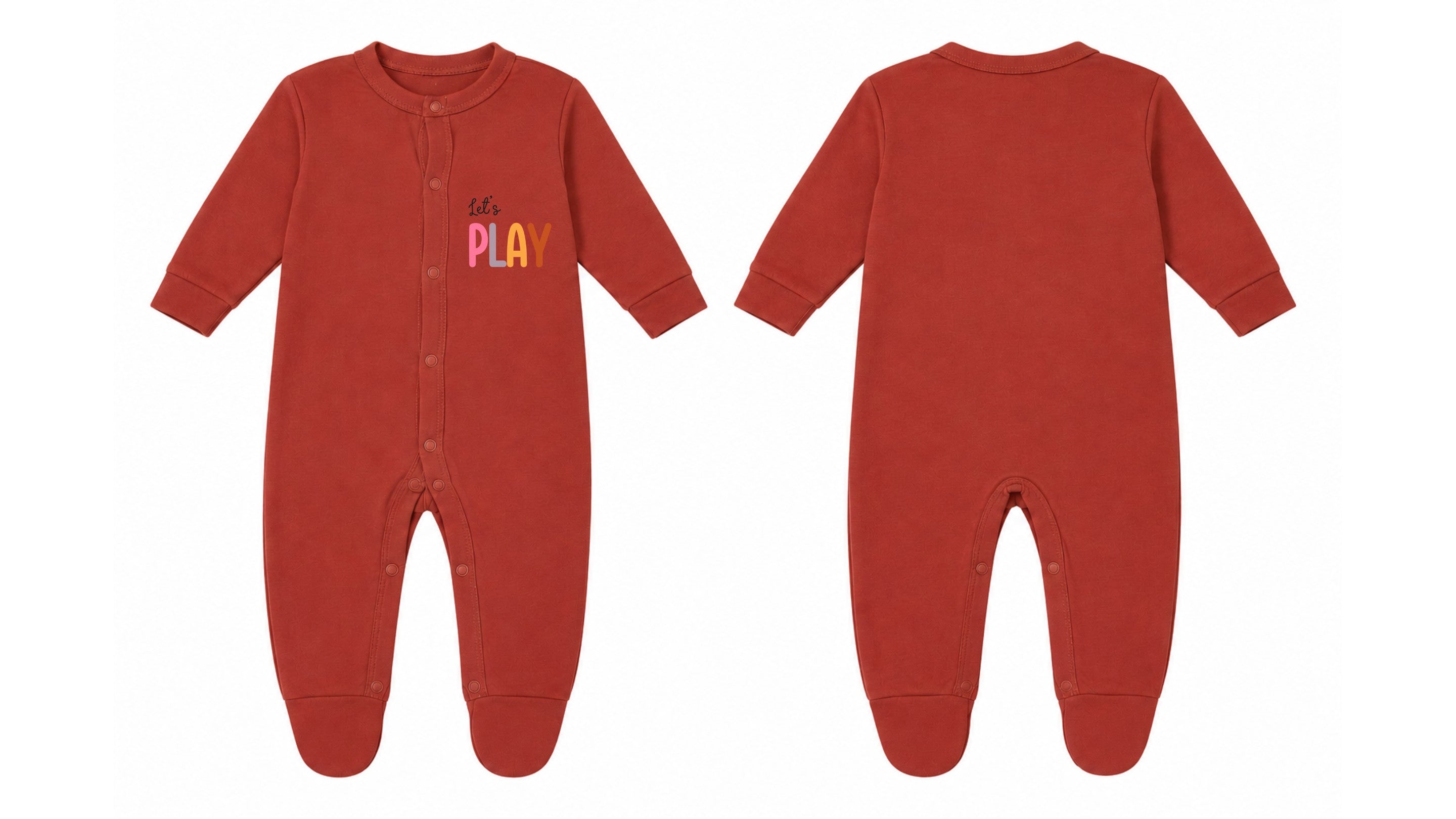 Sleeping Suit: Premium Cotton-Blend "Lets Play" Rust Casual Essentials