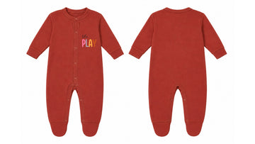 Sleeping Suit: Premium Cotton-Blend "Lets Play" Rust Casual Essentials