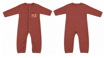 Sleeping Suit: Premium Cotton-Blend "Lets Play" Rust Casual Essentials