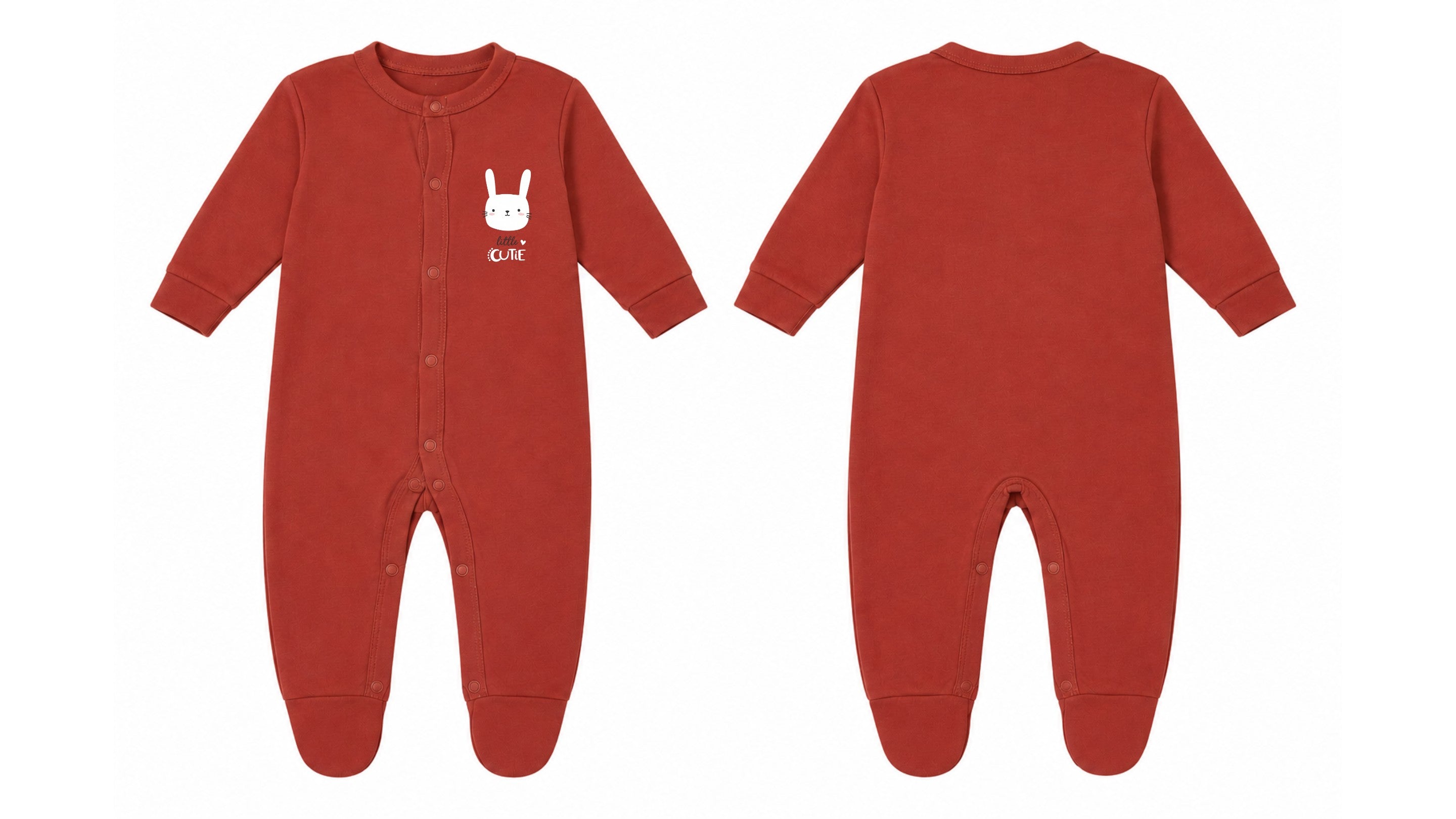 Sleeping Suit: Premium Cotton-Blend "Little Cutie" Rust Casual Essentials
