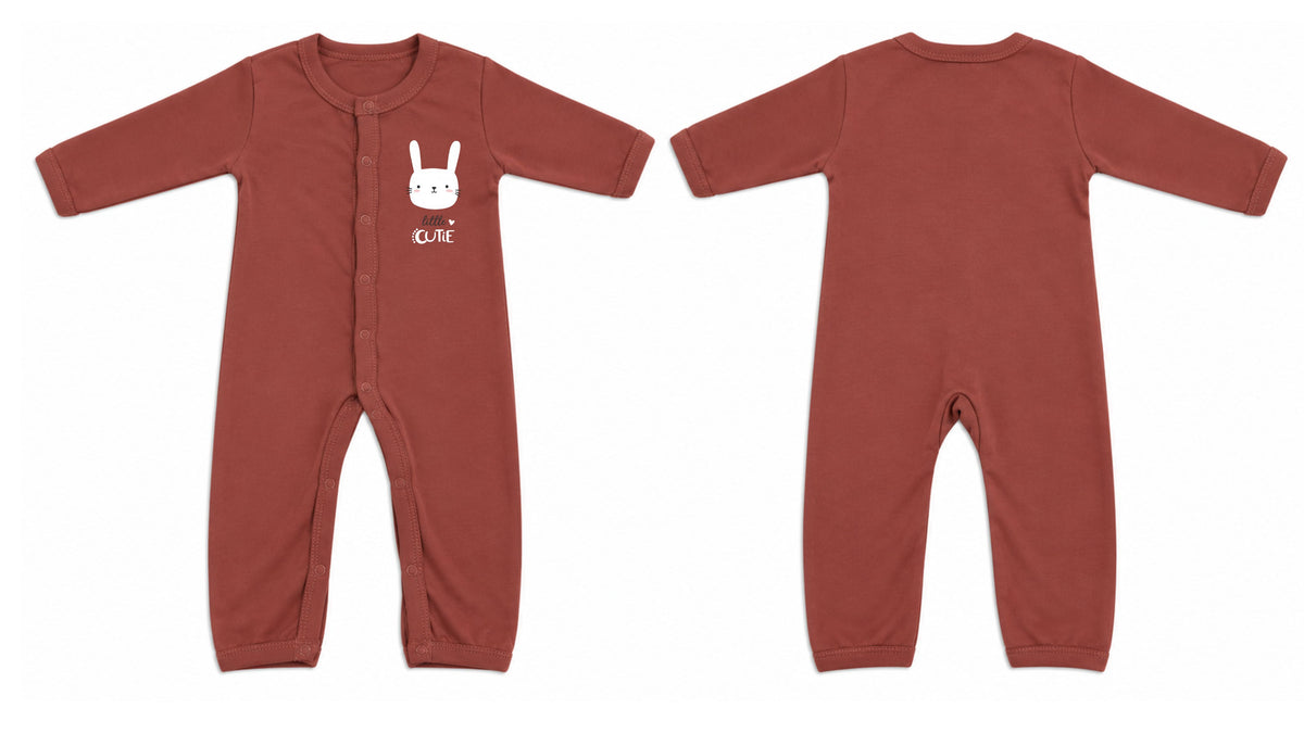 Sleeping Suit: Premium Cotton-Blend "Little Cutie" Rust Casual Essentials