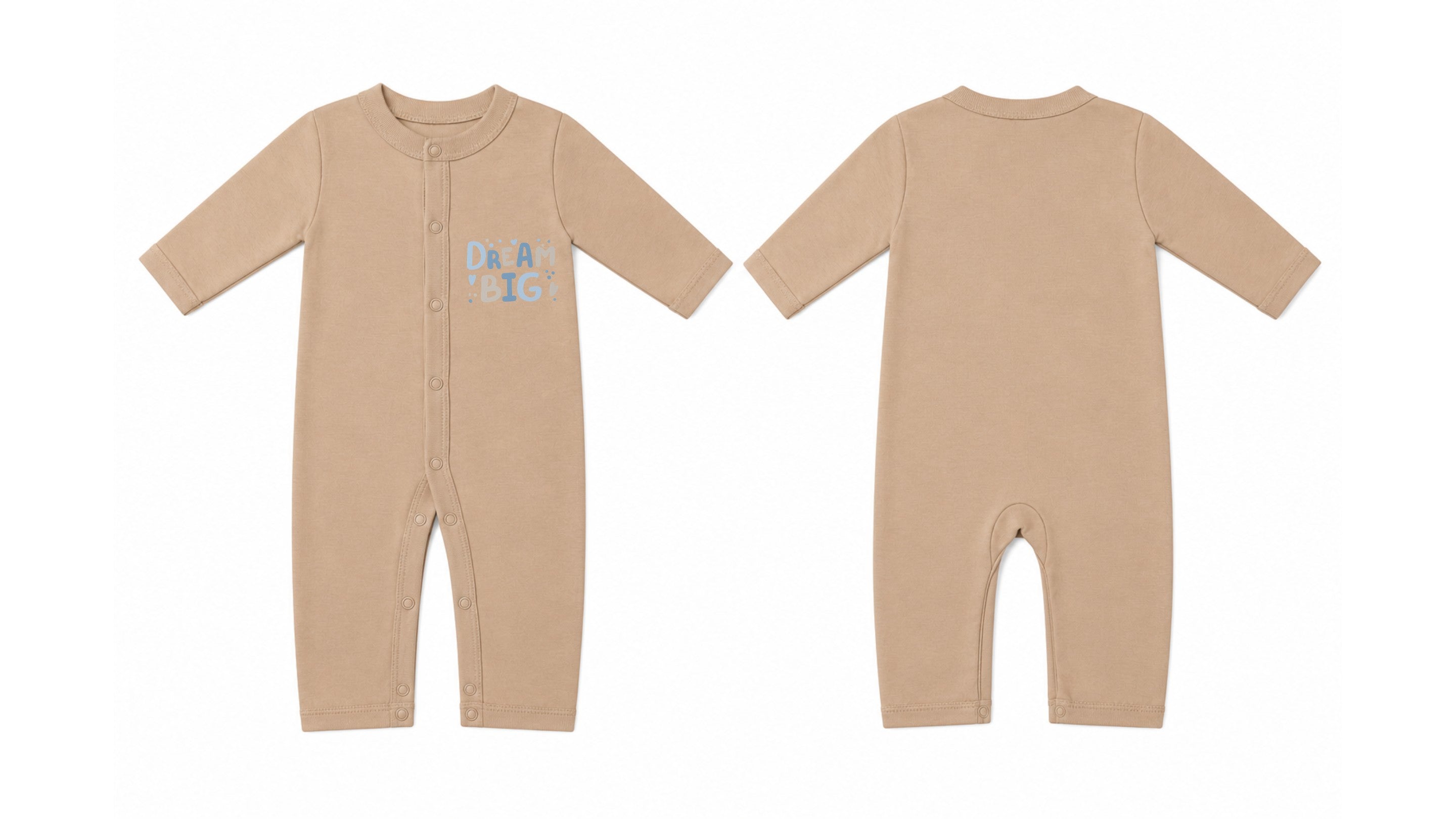 Sleeping Suit: Premium Cotton-Blend "Dream Big" Beige Casual Essentials