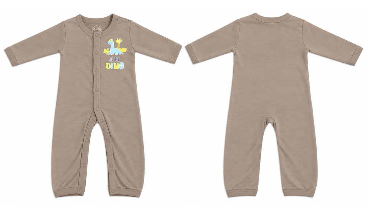 Sleeping Suit: Premium Cotton-Blend "Little Dino Mini" Beige Casual Essentials