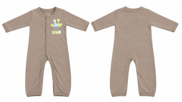 Sleeping Suit: Premium Cotton-Blend "Little Dino Mini" Beige Casual Essentials