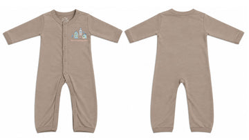 Sleeping Suit: Premium Cotton-Blend "Home" Beige Casual Essentials