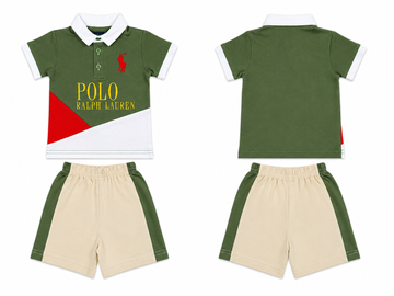 Polo T-Shirt & Short Set: Premium Cotton  Green Casual Essentials
