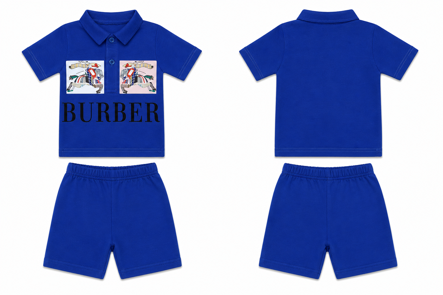 Polo T-Shirt & Short Set: Premium Cotton Blue Casual Essentials