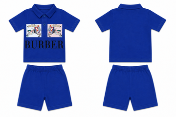 Polo T-Shirt & Short Set: Premium Cotton Blue Casual Essentials