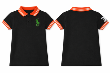 Polo T-Shirt Black Orange Soft Graphic Collar