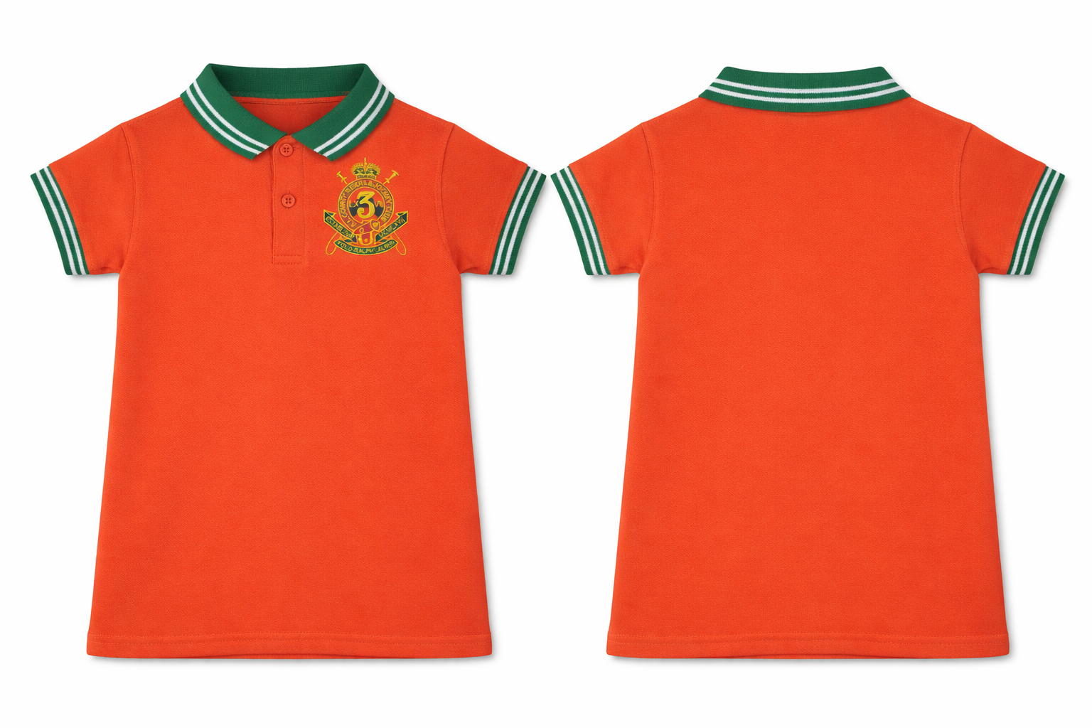 Polo T-Shirt Orange Green Soft Graphic Contrast Collar