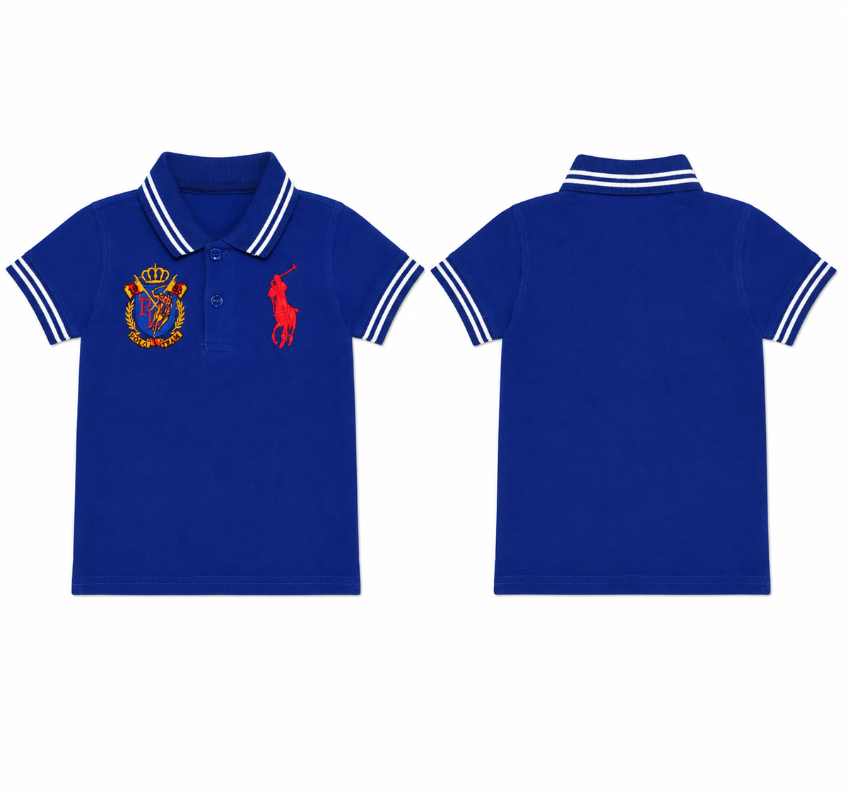 Baby's Blue Polo Team Crest Polo T-Shirt (Polo (PK) - Flat Knit Collars)