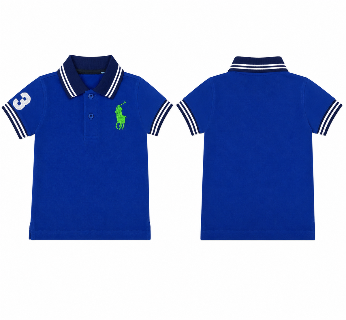 Baby's Blue Green Horse Polo T-Shirt (Polo (PK) - Flat Knit Collars)