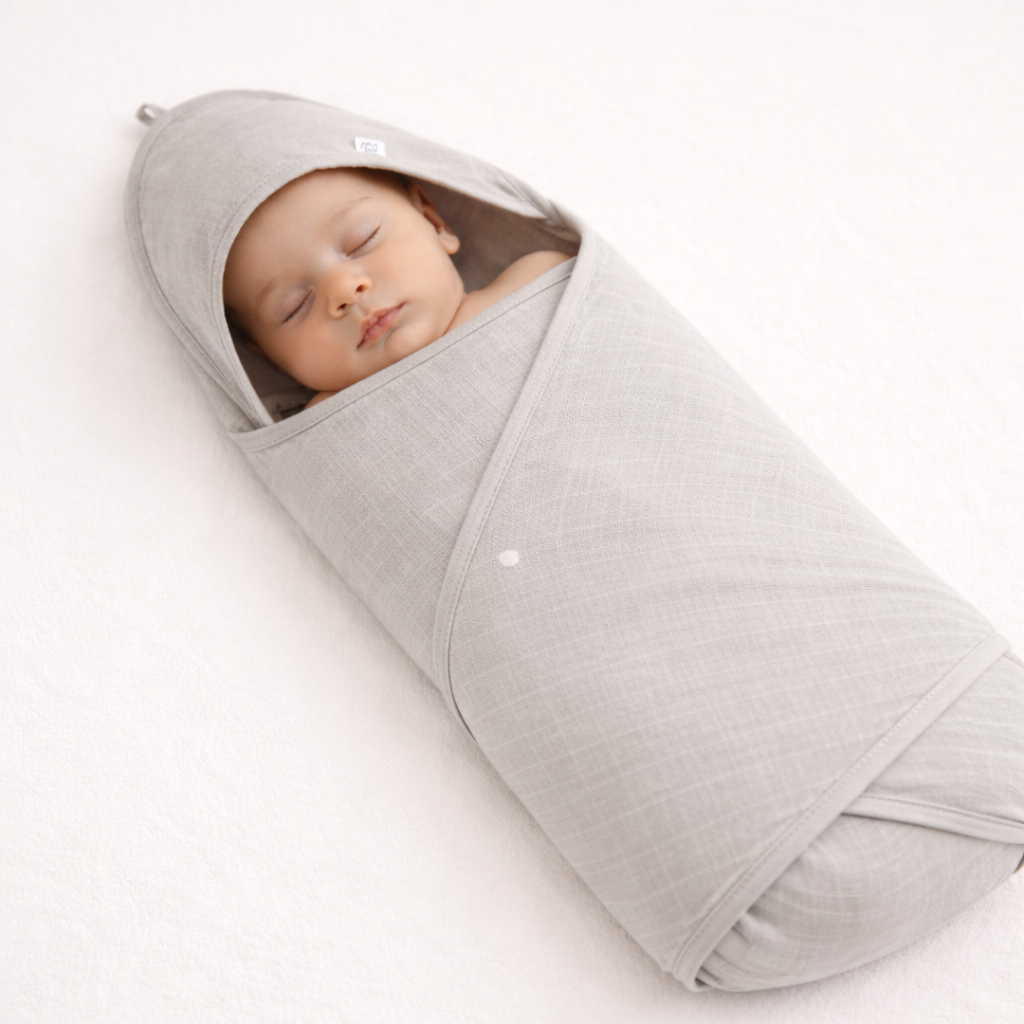 Muslin Wrap Sheet Light Grey Hooded