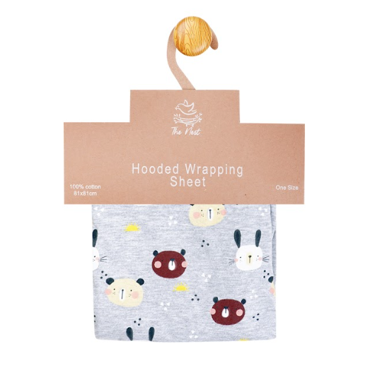 Playful bunny hooded swaddle sheet