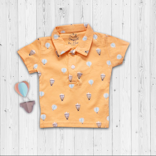 Orange Baloons Collared Shirt