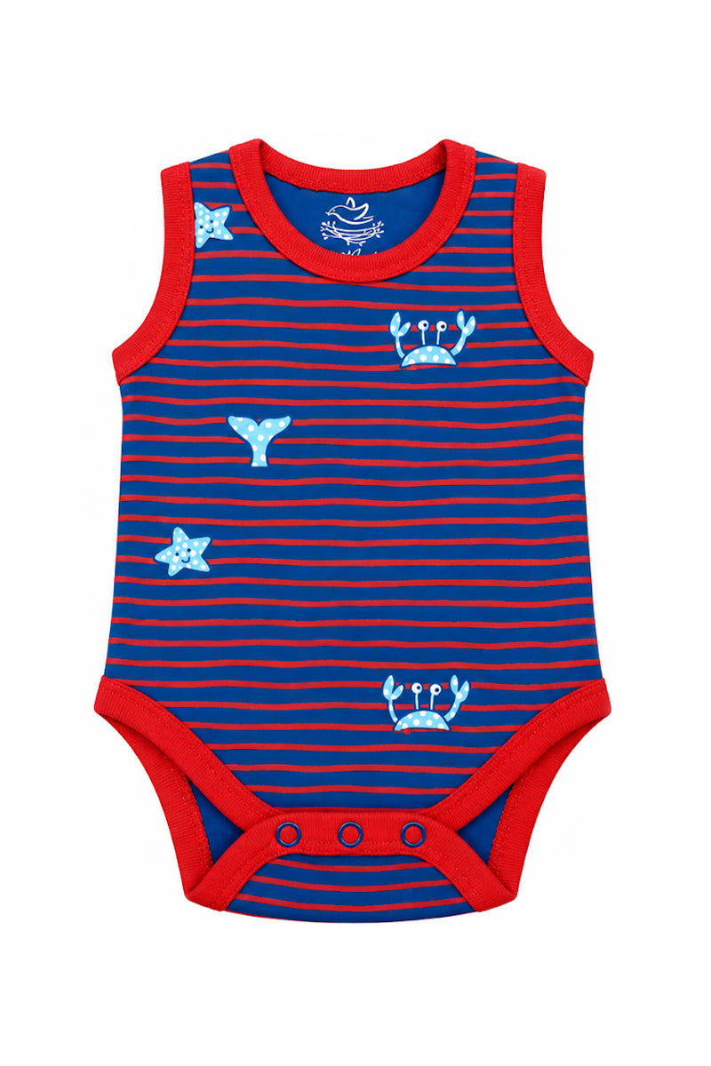 Nautica Sleeve Less Bodysuit(Wavy Stripe)