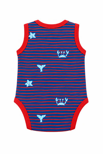 Nautica Sleeve Less Bodysuit(Wavy Stripe)