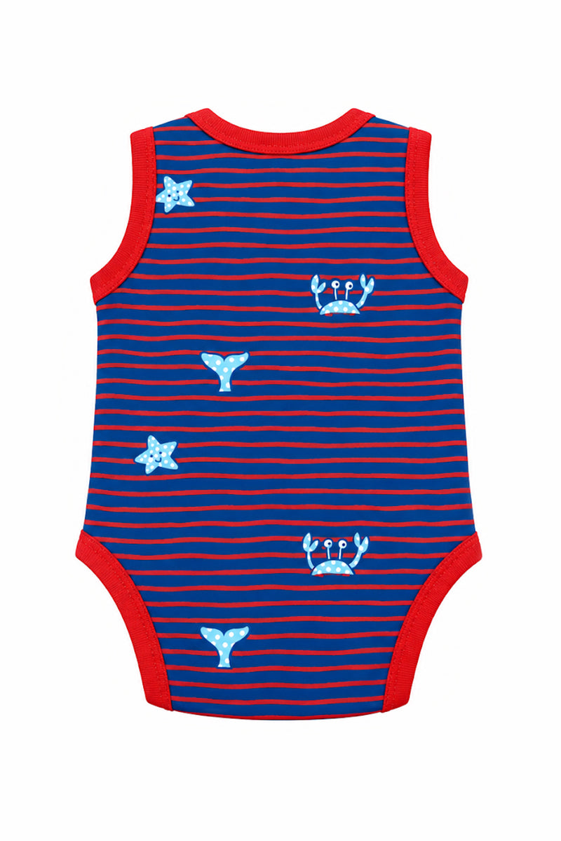 Nautica Sleeve Less Bodysuit(Wavy Stripe)