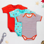 Pack Of 3 Colorful Short Sleeves Bodysuit (Bundle)