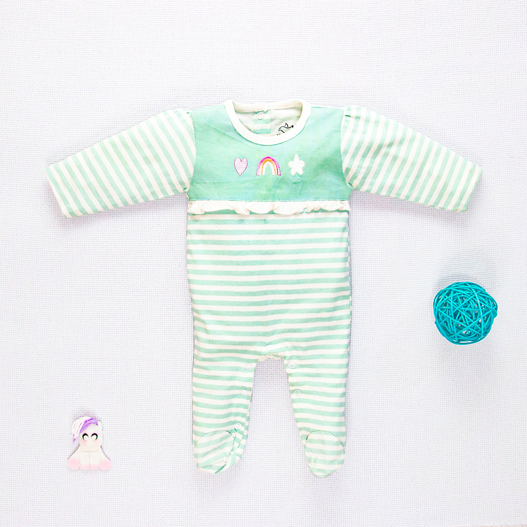 Lime Rainbows Sleeping Suit