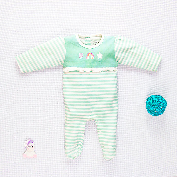 Lime Rainbows Sleeping Suit