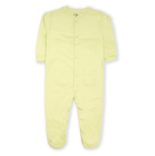 Pastel Yellow Fitted plain sleeping suit