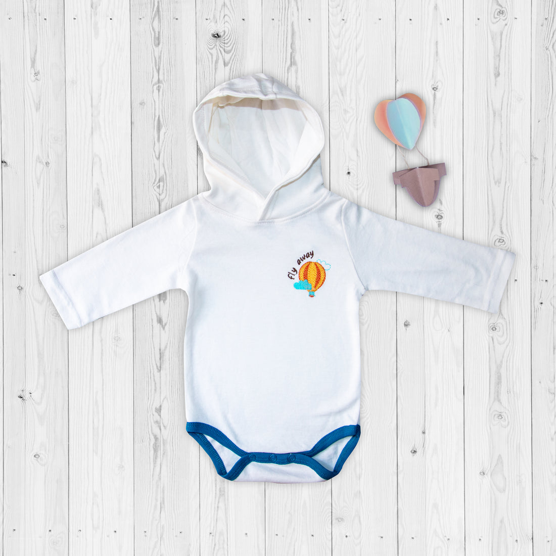 Long Sleeve Bodysuit With Hood (Embroidery) Boys Flyaway