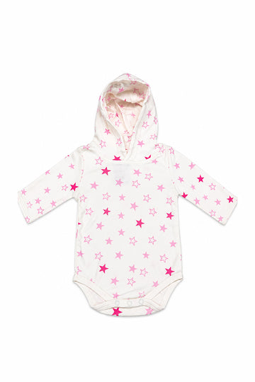 Long Sleeve Bodysuit With Hood(2-3 Color Star) Pink Star