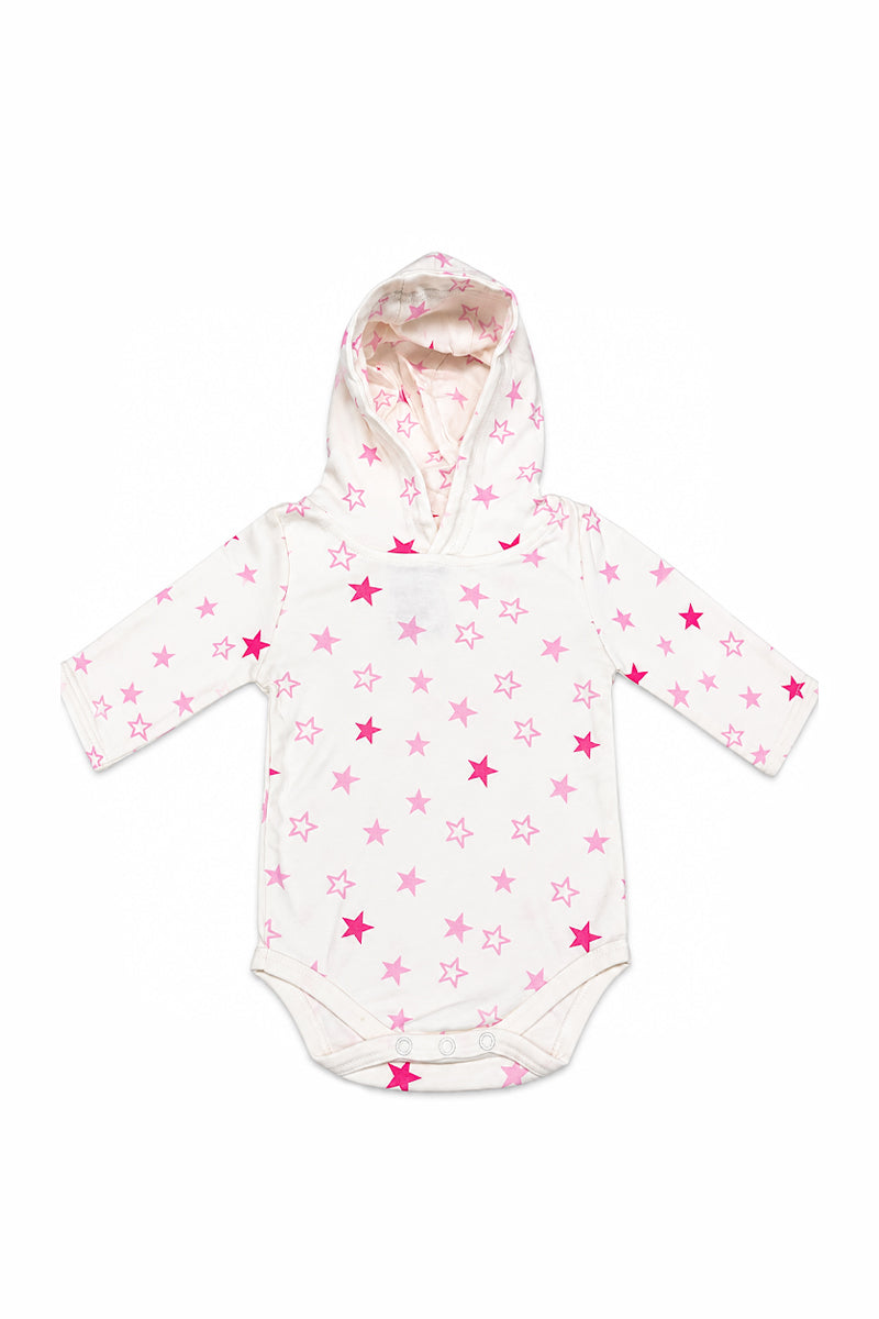 Long Sleeve Bodysuit With Hood(2-3 Color Star) Pink Star