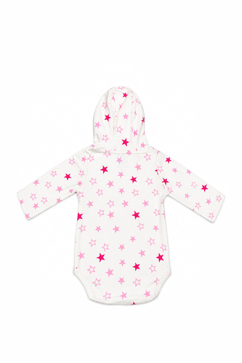 Long Sleeve Bodysuit With Hood(2-3 Color Star) Pink Star